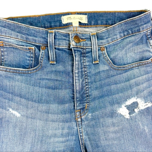 MADEWELL 10” Highrise Skinny Med Wash Faded Distress Stretch Ankle Jeans (27) - Picture 4 of 15